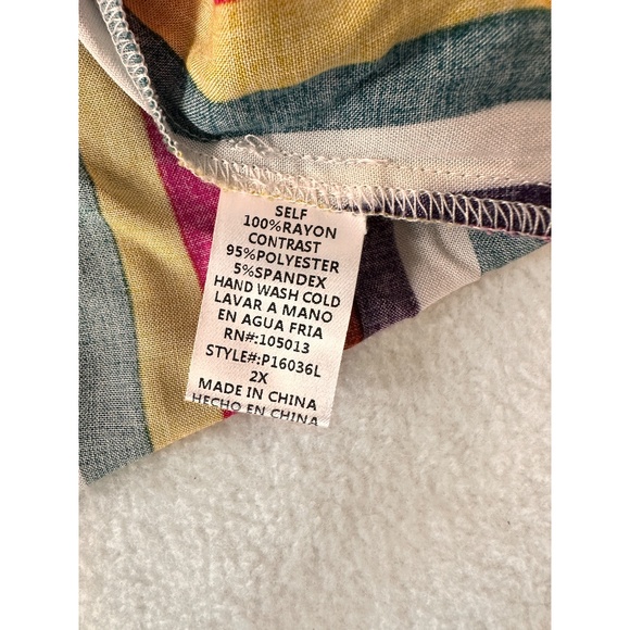 Andree by unit Multicolor Stripe Adjustable Sleeve Embroidery Back , 2x - Picture 13 of 13